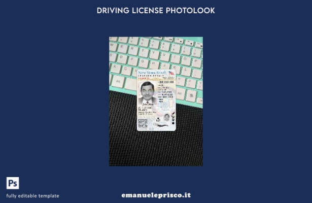 Patente di guida USA New York stile verificato secondo il modello FRONT photoloo